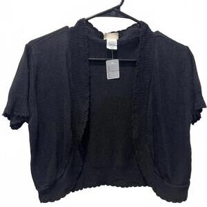 Sweet Kizz Black Short Sleeve Knit Bolero Cardigan - Small